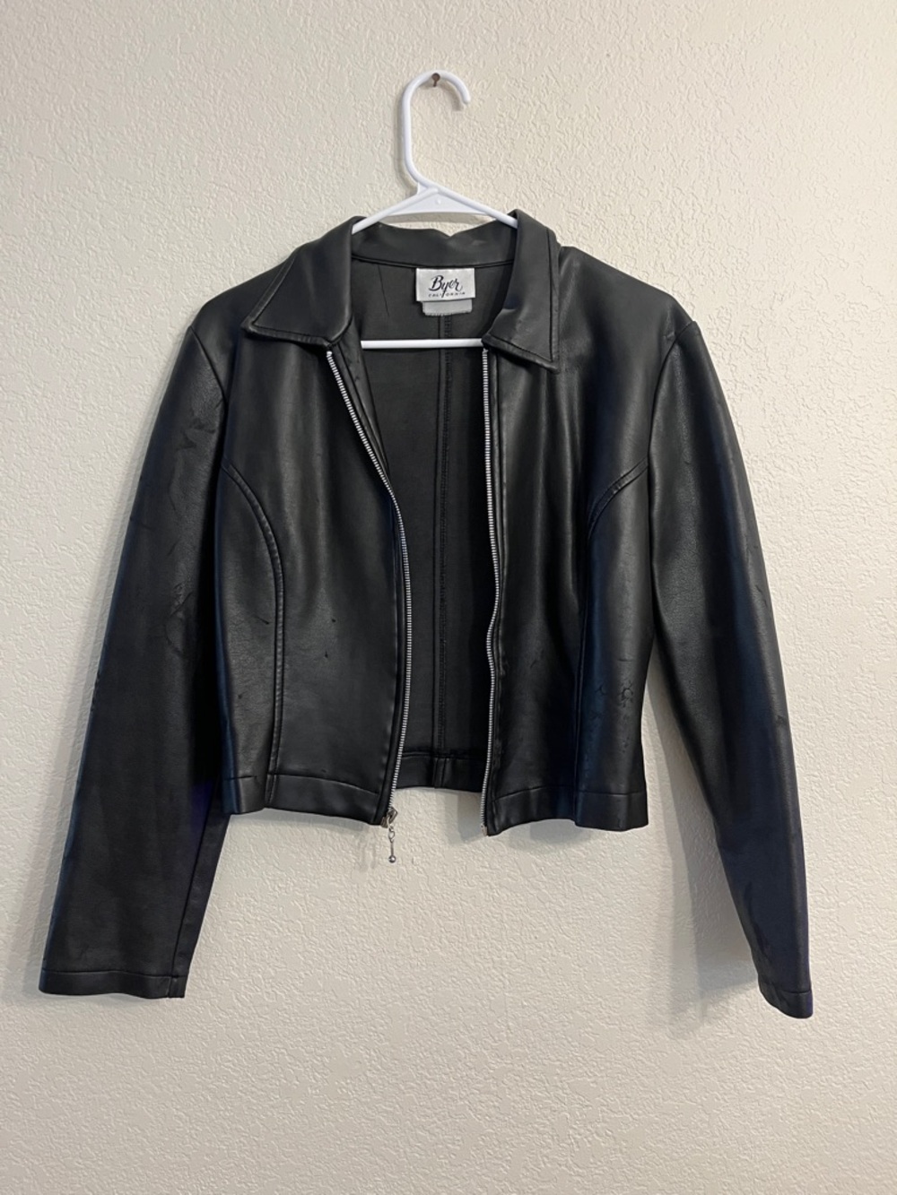 VINTAGE Y2K Byer California Black Faux Leather Zip Jacket